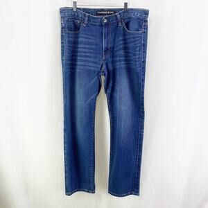 EXPRESS Men's Loose Fit Straight Leg Mid-Rise Cotton Jeans